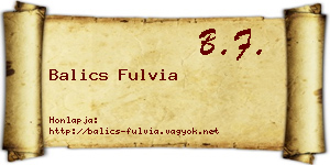 Balics Fulvia névjegykártya